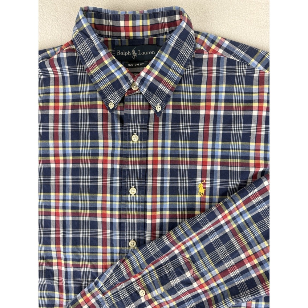 Ralph‎ Lauren Custom Fit GOLD PONY Multicolor Plaid Button Long Sleeve Shirt XL